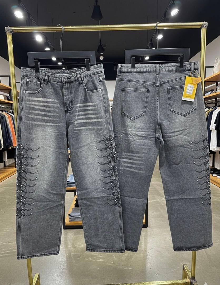 Luxury Washed Denim Street Pants