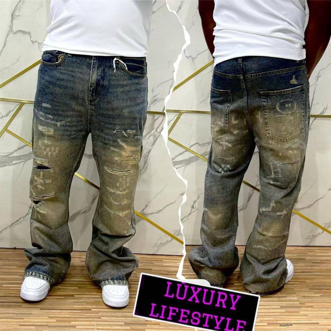 Washed Black Distressed Denim Jeans