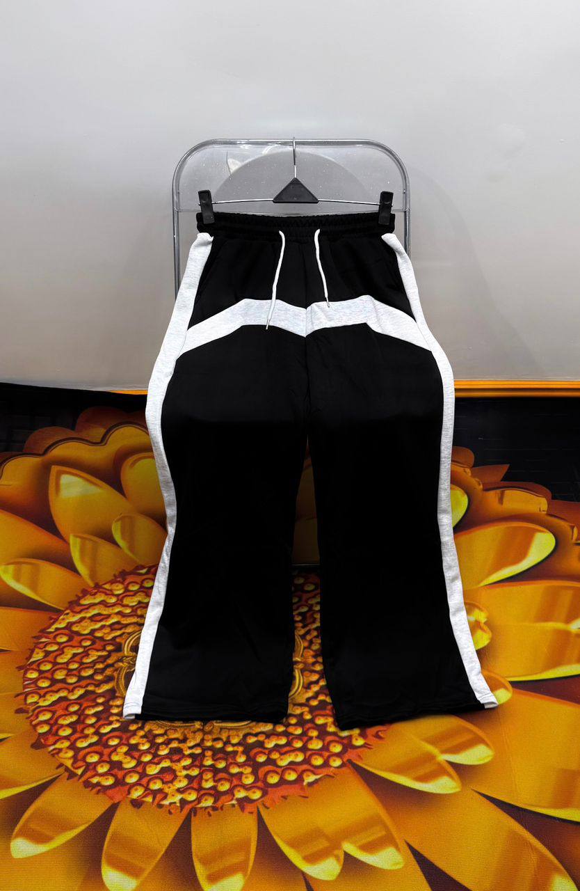 Relaxed Fit Varsity Sweatpants - Black + White