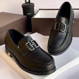 Men’s Black Monogram Leather Loafers