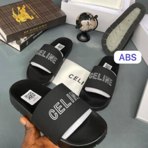 Men’s Celine-Inspired Contrast Logo Slides
