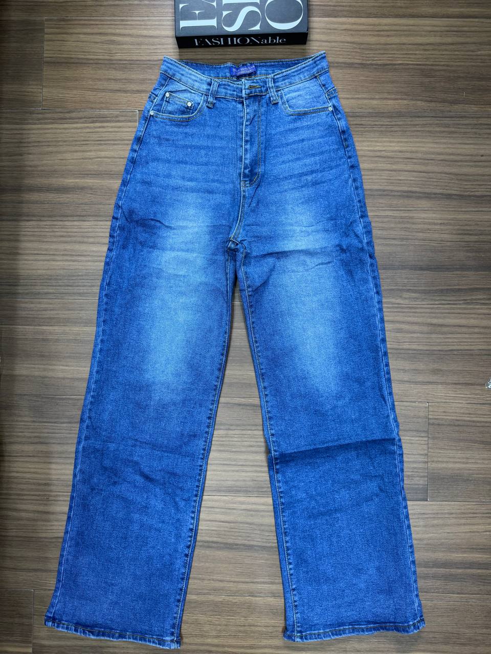 Vintage Mid-Blue Acid Wash Denim Pants