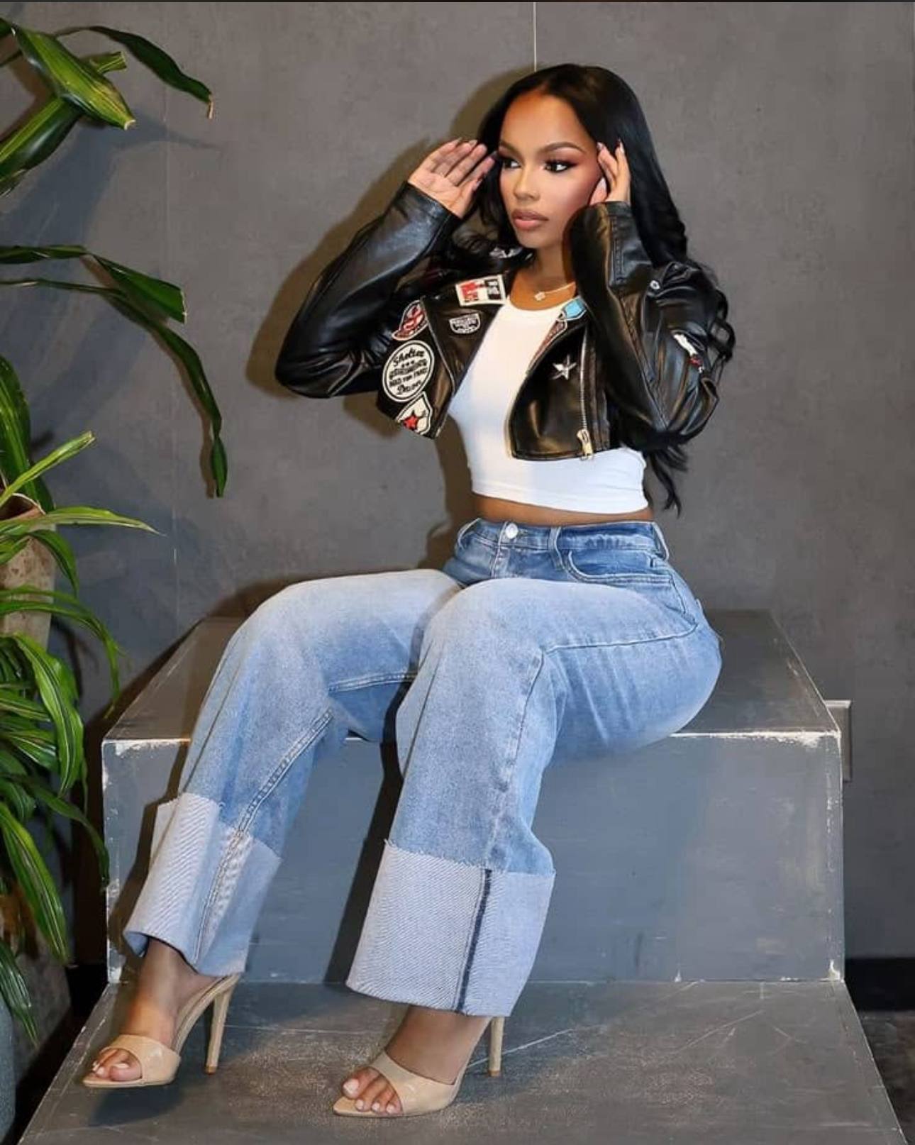 High-Rise Exaggerated Wide-Cuff Jeans – Statement Straight Leg Denim