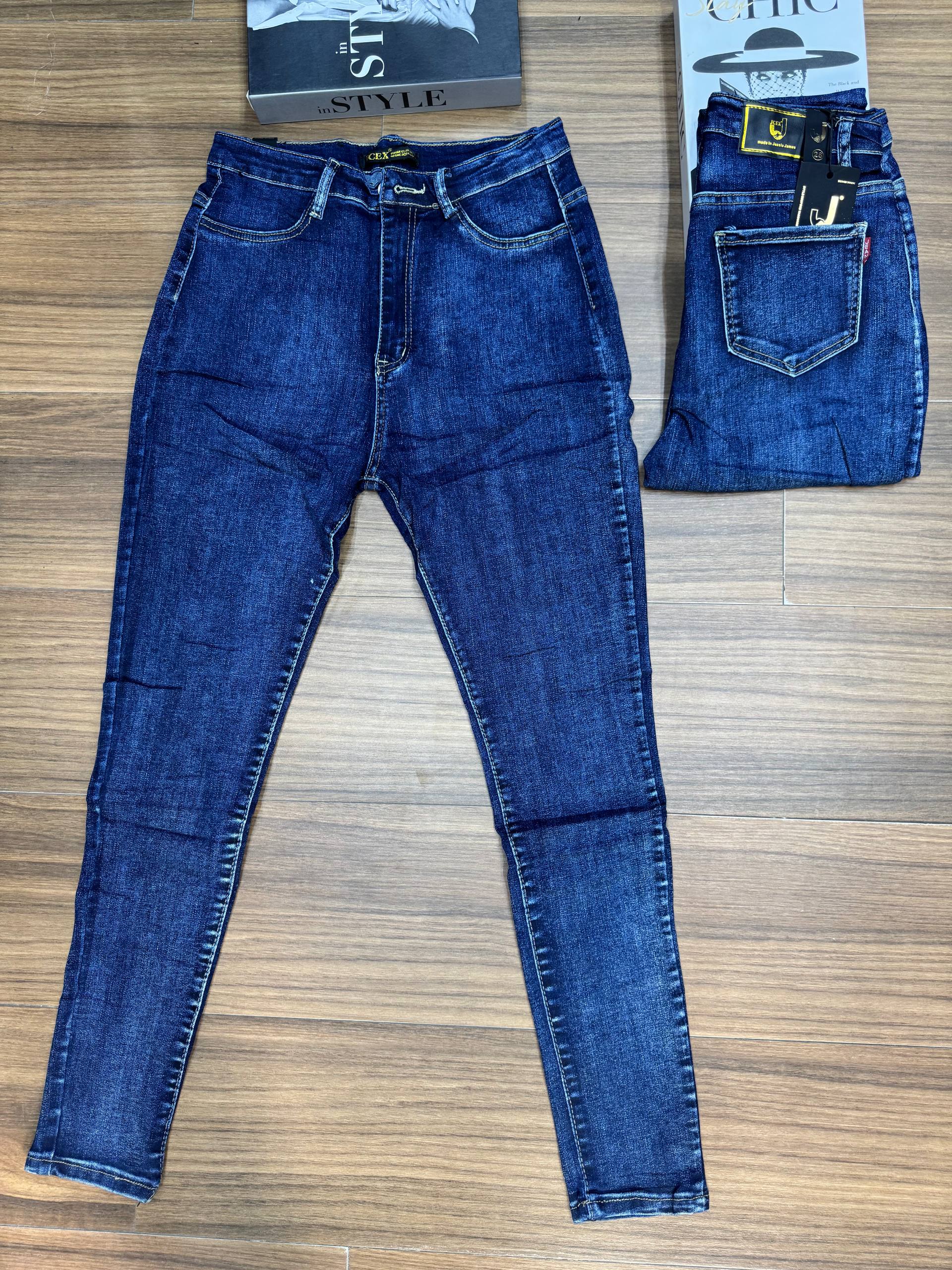 Premium High-Rise Skinny Denim Jeans in Deep Indigo Wash