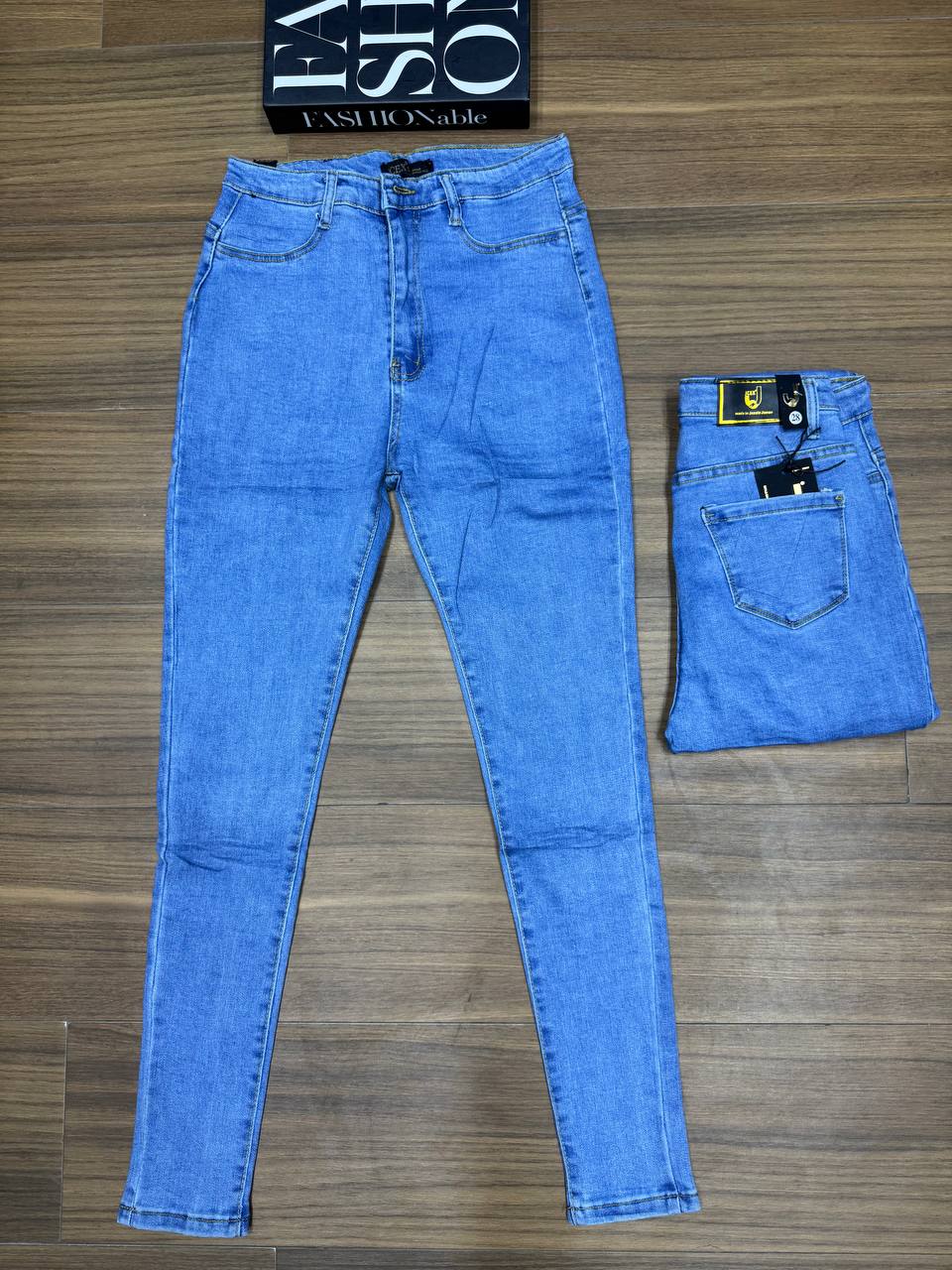 High-Waist Whiskered Skinny Jeans