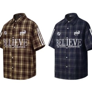 "Believe" Heavyweight Graphic Plaid Shirts