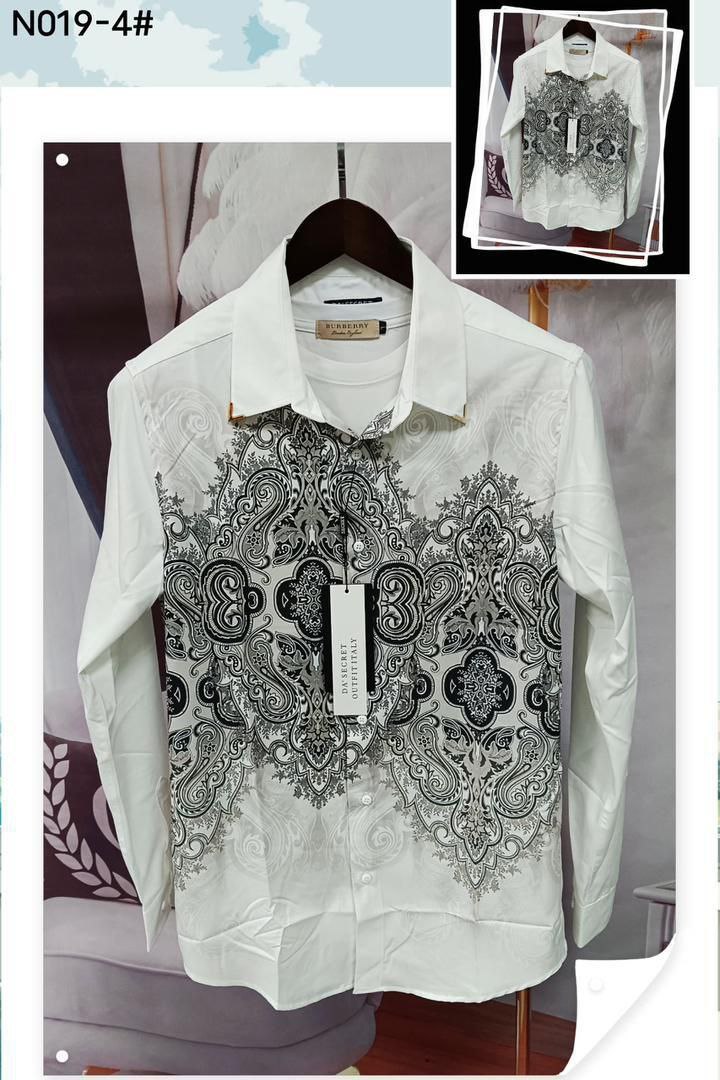 Men's White Vintage Baroque Paisley Pattern Long-Sleeve Shirt