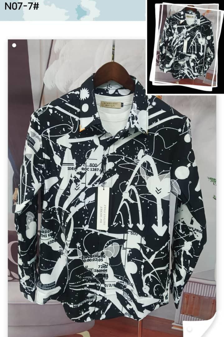 Men's Streetwear Graffiti & Splash Art Monochrome Long-Sleeve Shirt