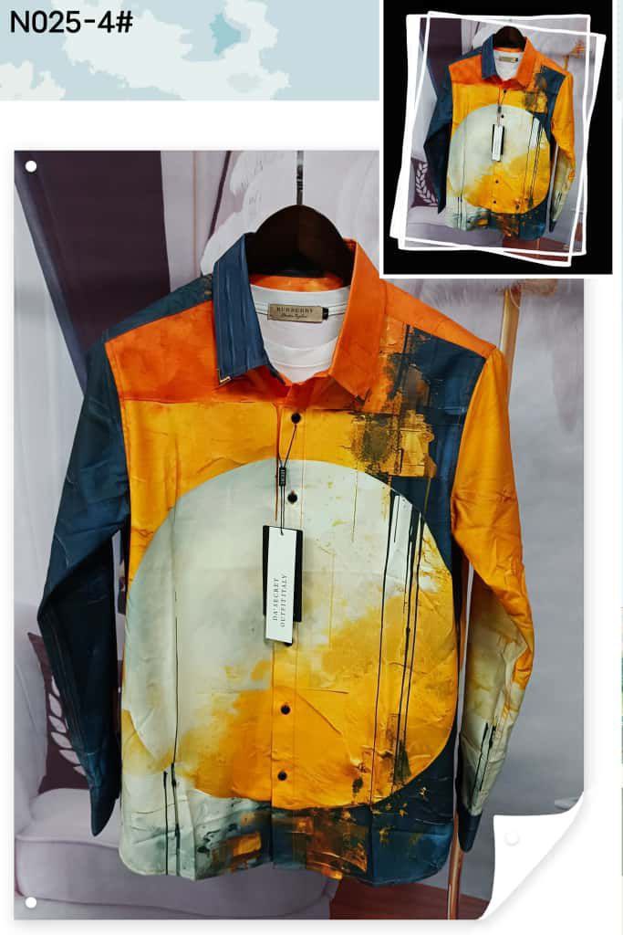 The Solstice Eclipse — Abstract Ochre Printed Button-Downs Shirt