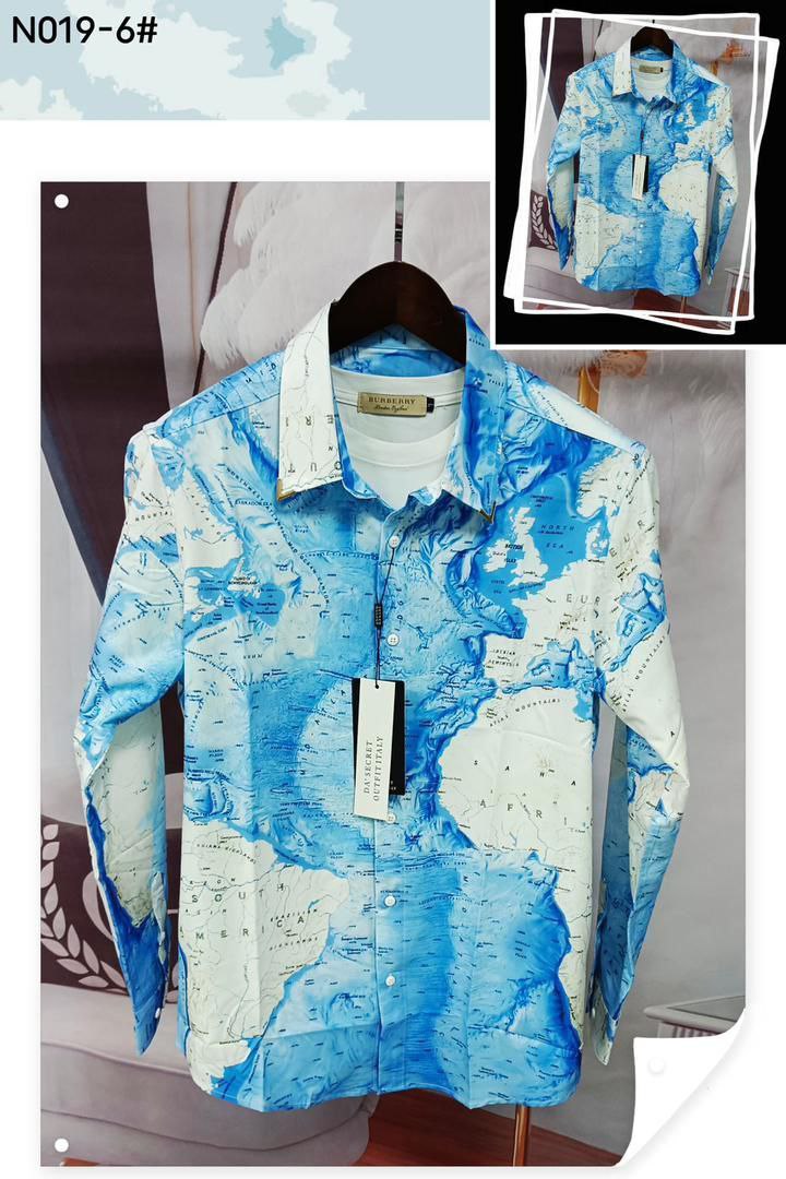 Men’s Premium Vintage Patterned Silk Shirt Collection - Global Cartography & Oceans Vintage Map