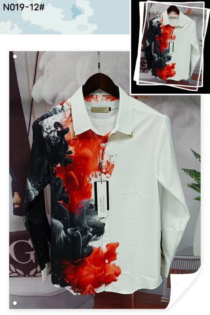 Men’s Premium Vintage Patterned Silk Shirt Collection - Abstract Liquid Smoke & Acrylic Ink