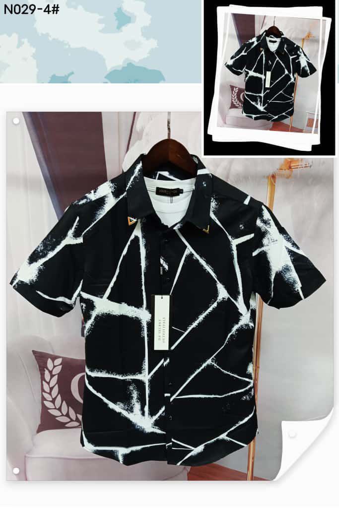 Men’s Premium Vintage Patterned Silk Shirt Collection - Asymmetrical Shattered Glass Geometric