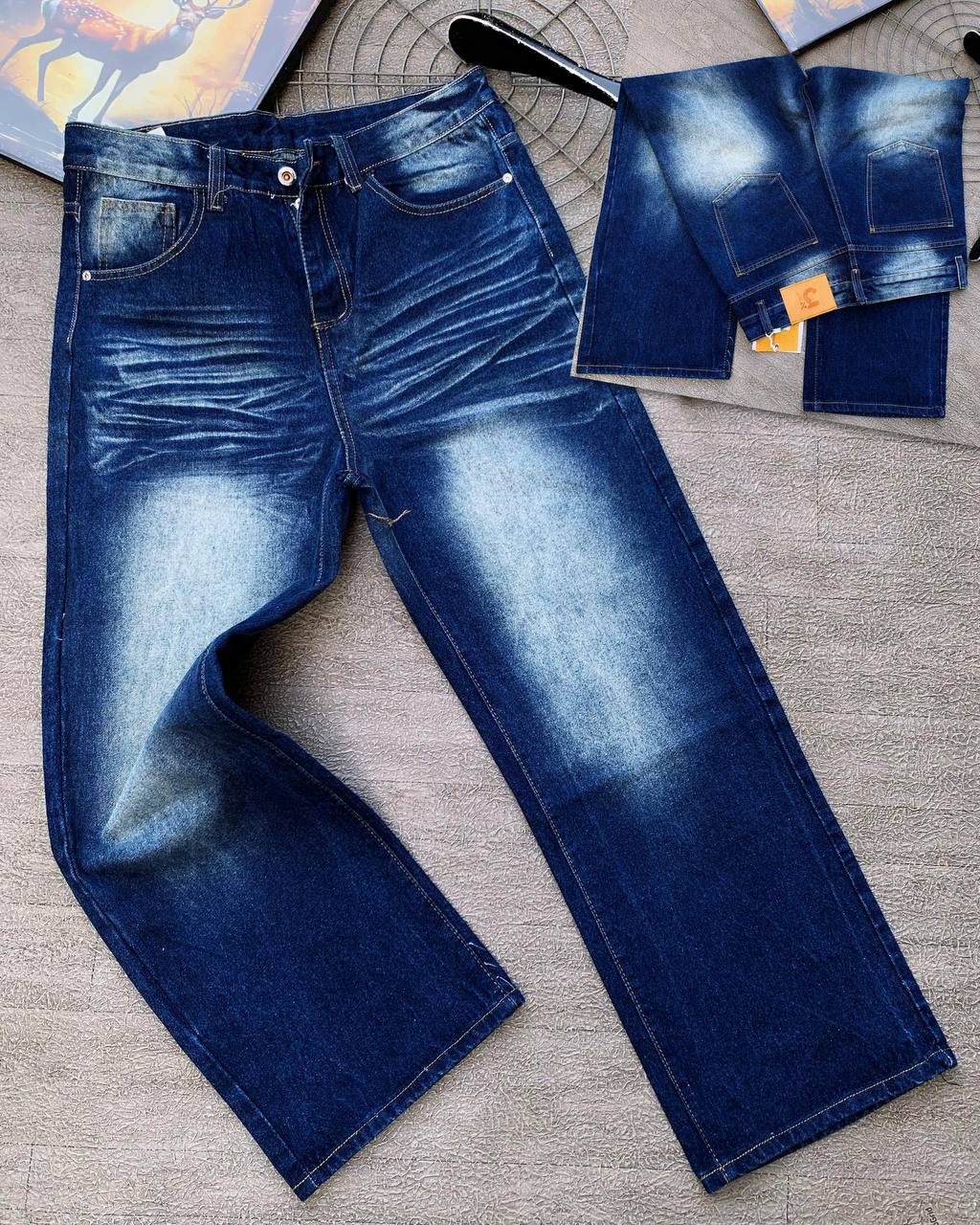 Men's Timeless Straight-Cut Denim Trousers - Heavyweight Workwear Basics