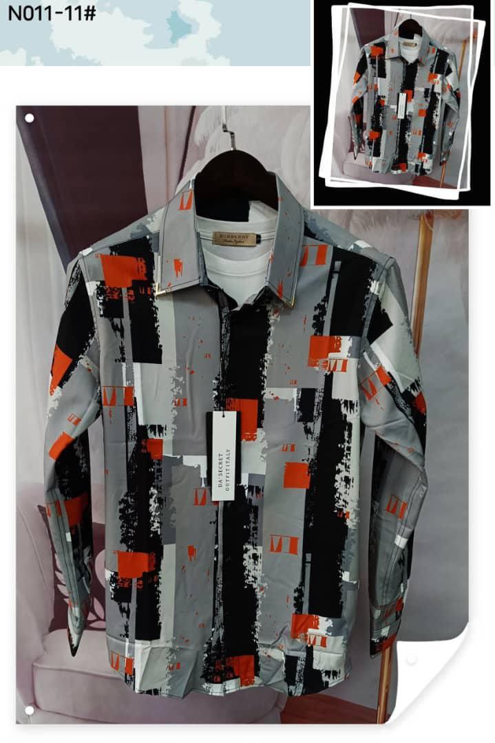 The Constructivist Block — Industrial Slate Printed Button-Downs Shirt