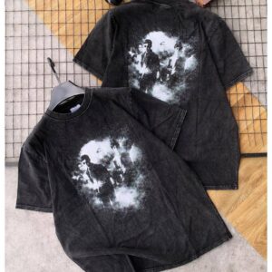 "Midnight Noir" Acid-Wash Photographic Oversized Tee