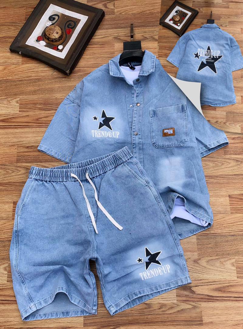 High-Street Avant-Garde Denim Short Suit