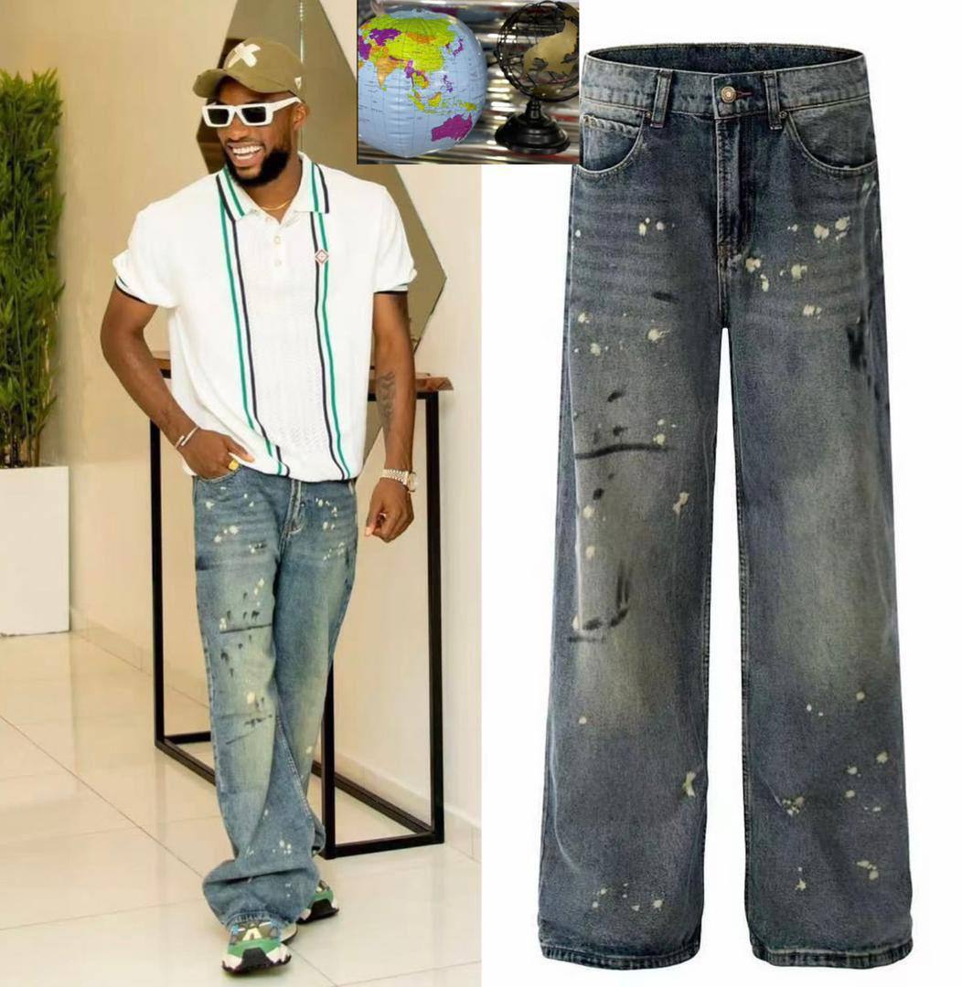 Men's Retro Bootcut Jeans – Studded Lower Cuff Faded Denim