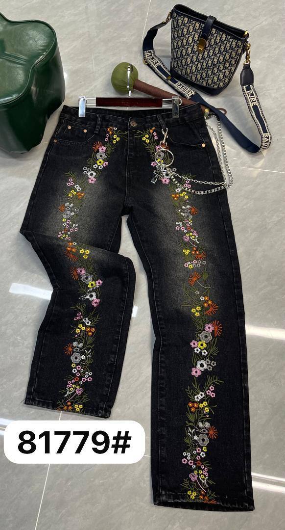 Men's Aesthetic Embossed Sun Pattern Bootcut Jeans