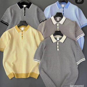 "Chevron Artisan" Fine-Gauge Textured Knit Polos