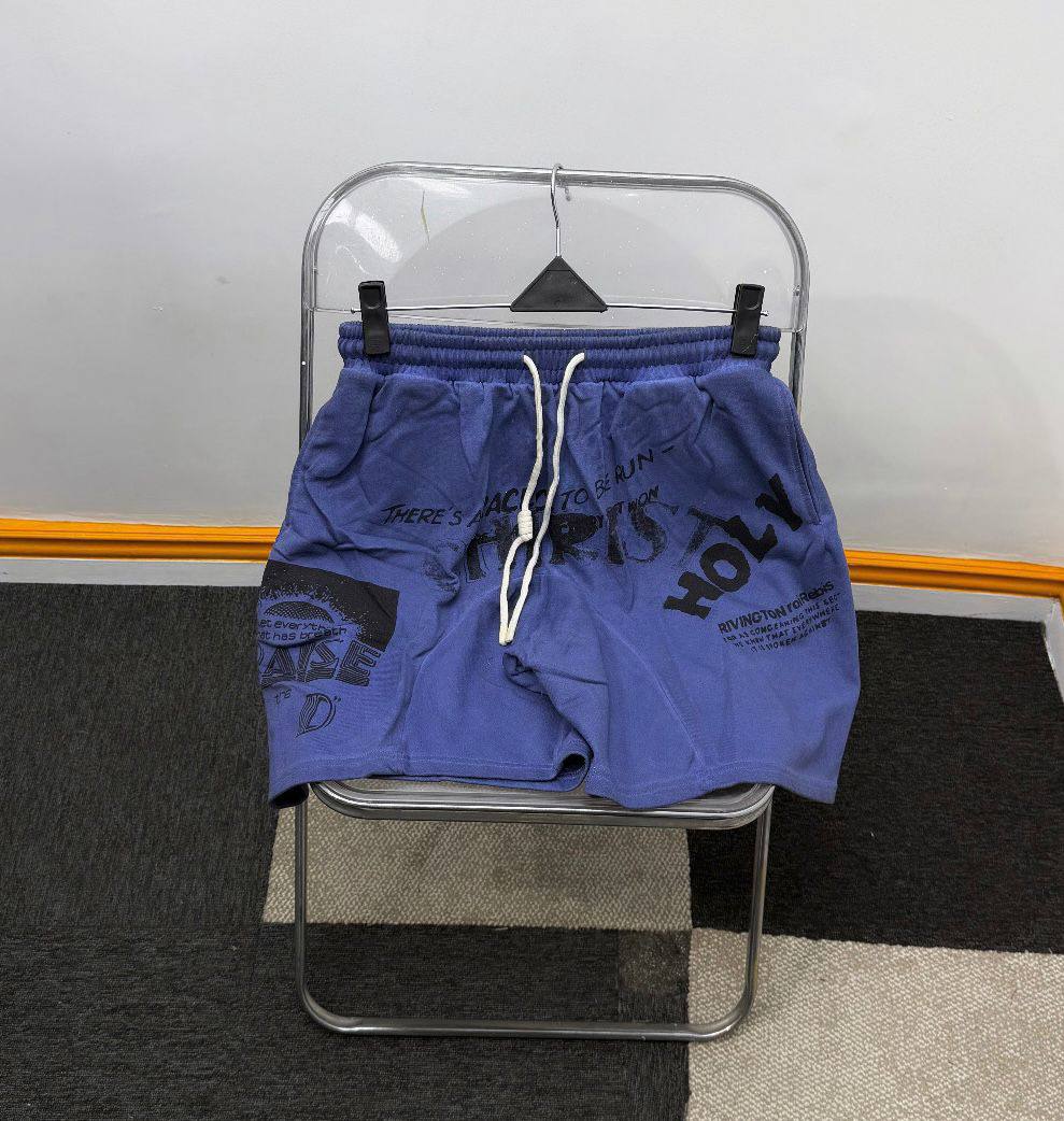 Men's Urban Graphic Sweat Shorts – Royal Blue "HOLY" Edition