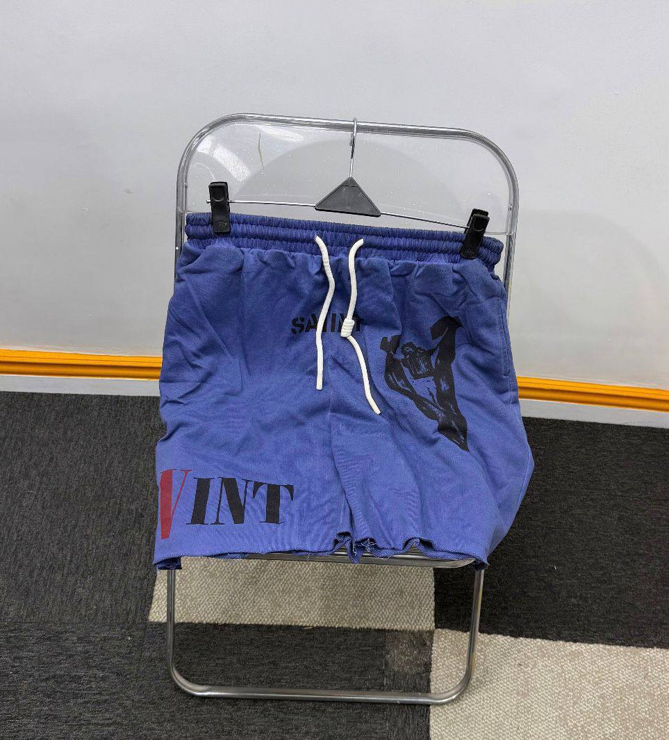 Men's Urban Graphic Sweat Shorts – Royal Blue "VINT" Edition