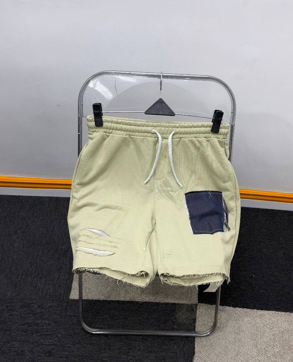 Frayed Patch Sweat Shorts – Sage Green