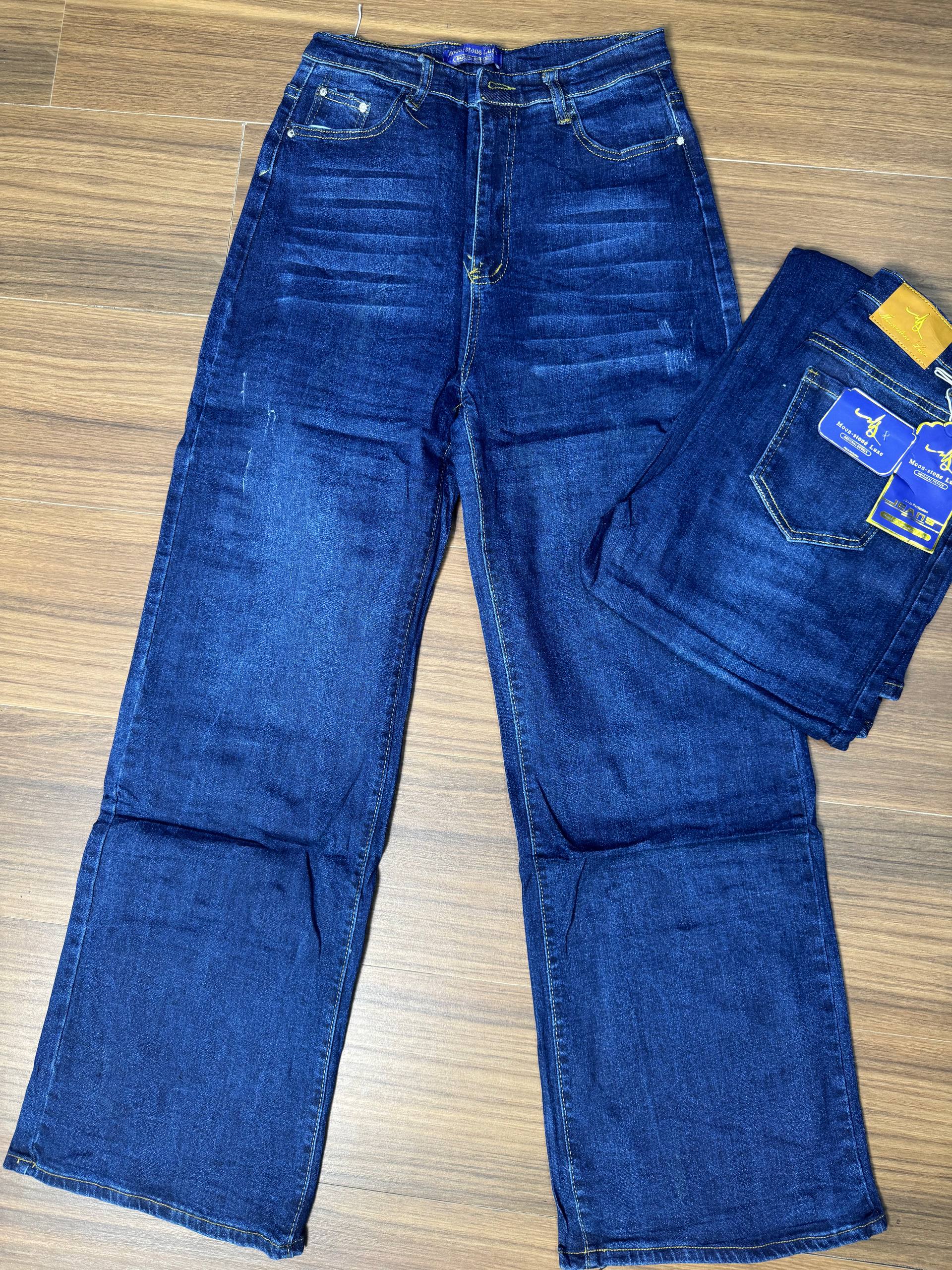 High-Waisted Contrast Patchwork Wide-Leg Jeans