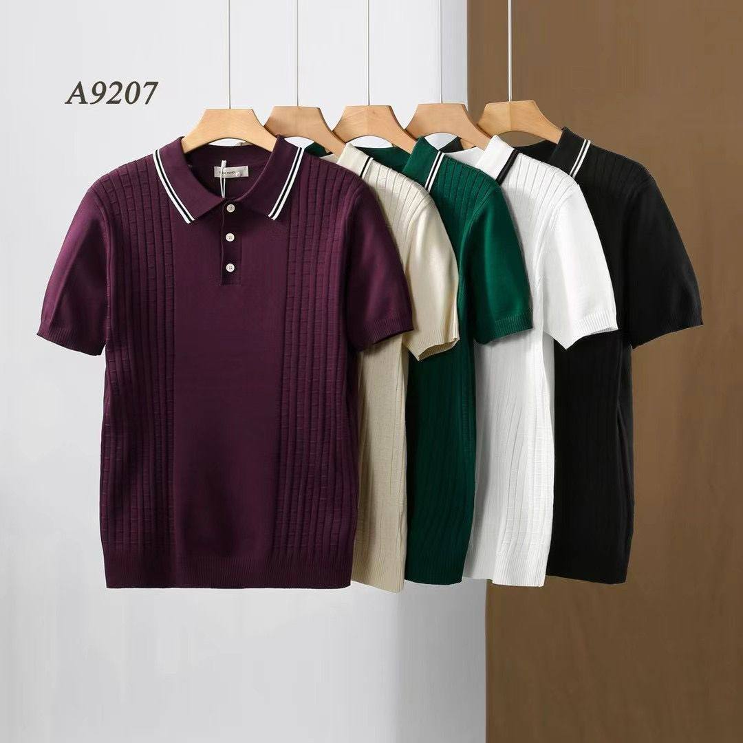 Men’s Premium Monogram Jacquard Polo – Luxury Executive Midnight Onyx Edition