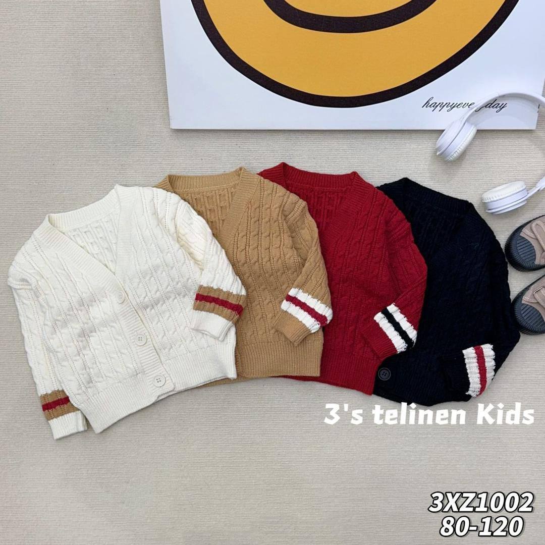 Kids' Luxury Cable-Knit Varsity Cardigan