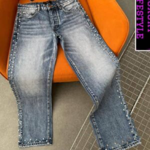 Amiri Star-Studded Distressed Slim-Fit Denim