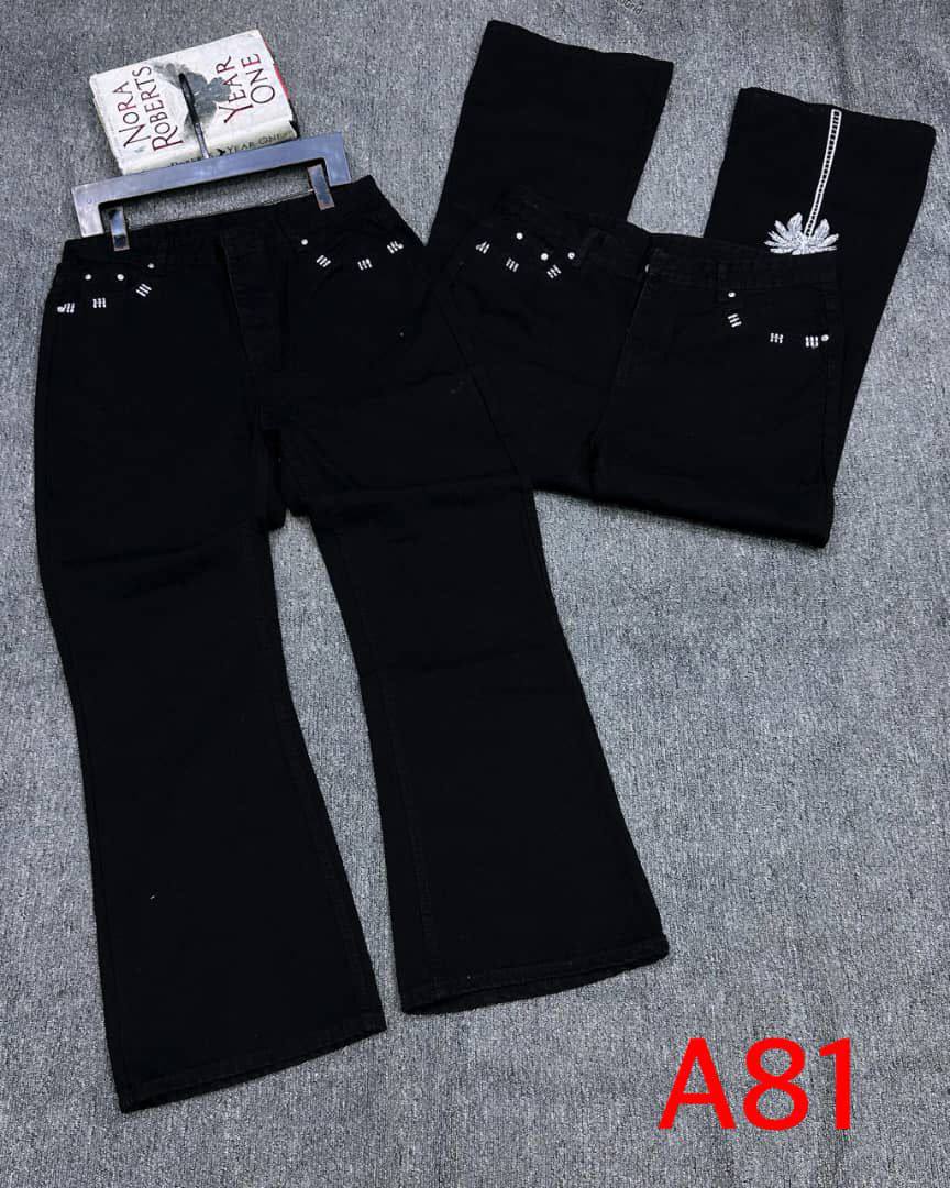Studded Pyramid Flare Black Jeans