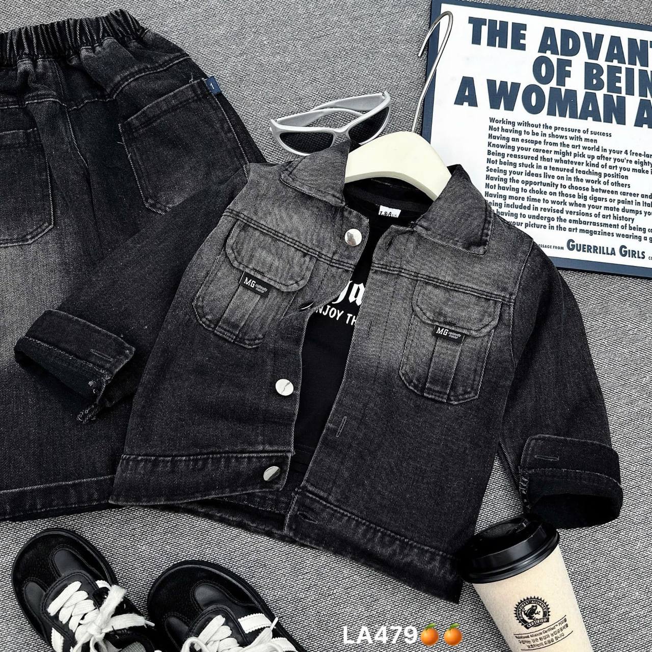 Kids' Vintage Distressed Cargo Shorts & Tee 3-Piece Set