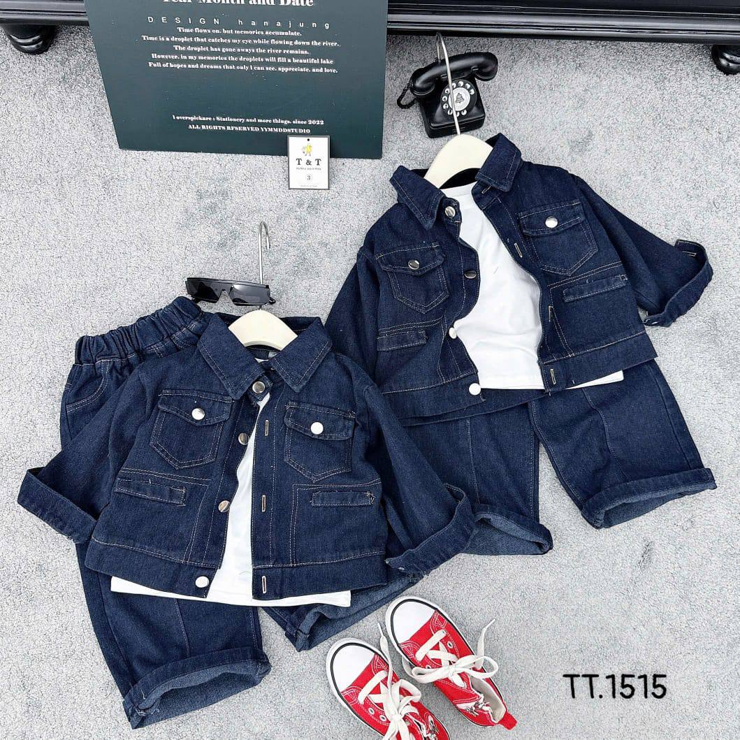 Kids' Premium Vintage Distressed Denim T-Shirt Set