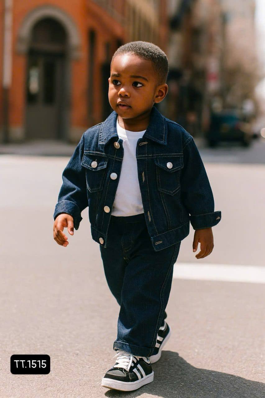 Kids' Premium Vintage Distressed Denim T-Shirt Set - Image 2