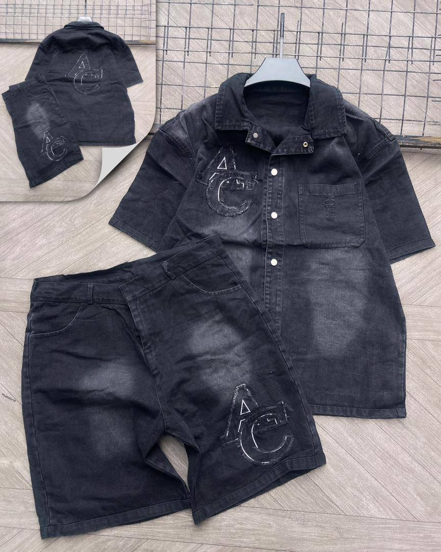 Premium Raw-Feel Denim Two-Piece Set