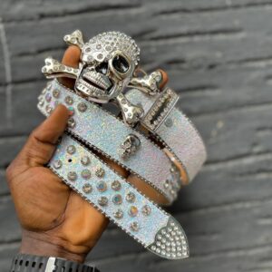 Men’s Diamond Frost Crystal Skull Belt
