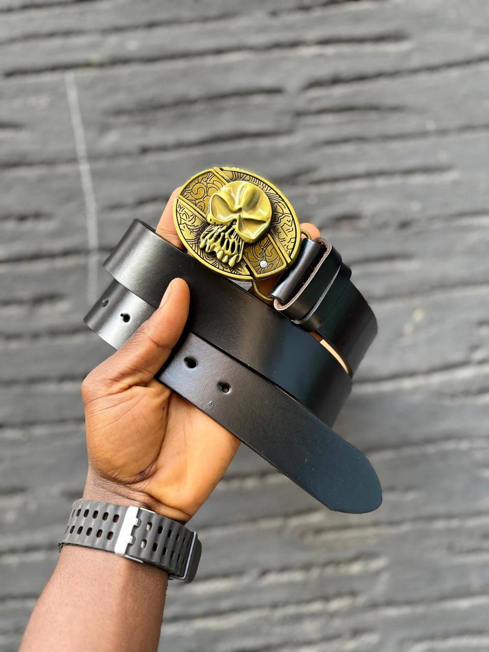 Men’s Iron Skull Ornate Belt
