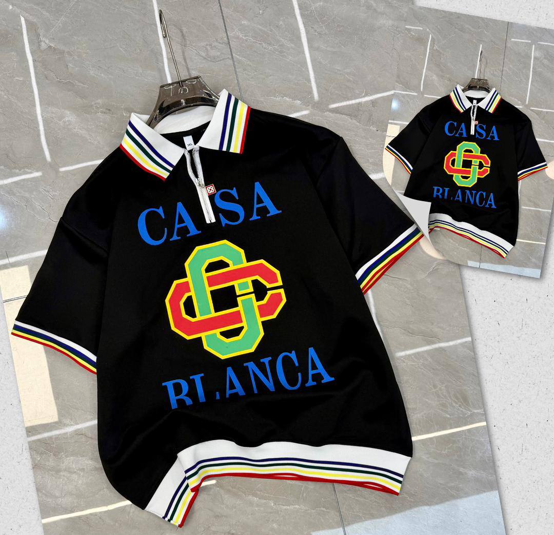 Premium Black Heavyweight Cotton Streetwear Polo with Graphic