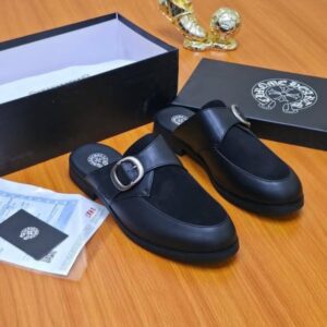 Chrome Hearts Dual-Texture Buckle Mules