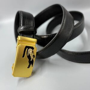 Men’s Lacoste-Inspired Gold Crocodile Relief Belt