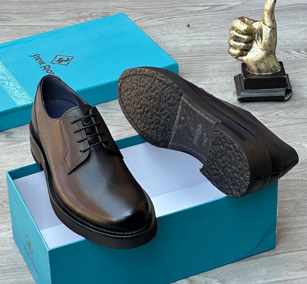 Steve Riots Black Pebble-Grain Platform Derbies