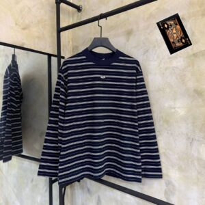"Cyber-Stripe" Long-Sleeve Heavyweight Textured Tee.