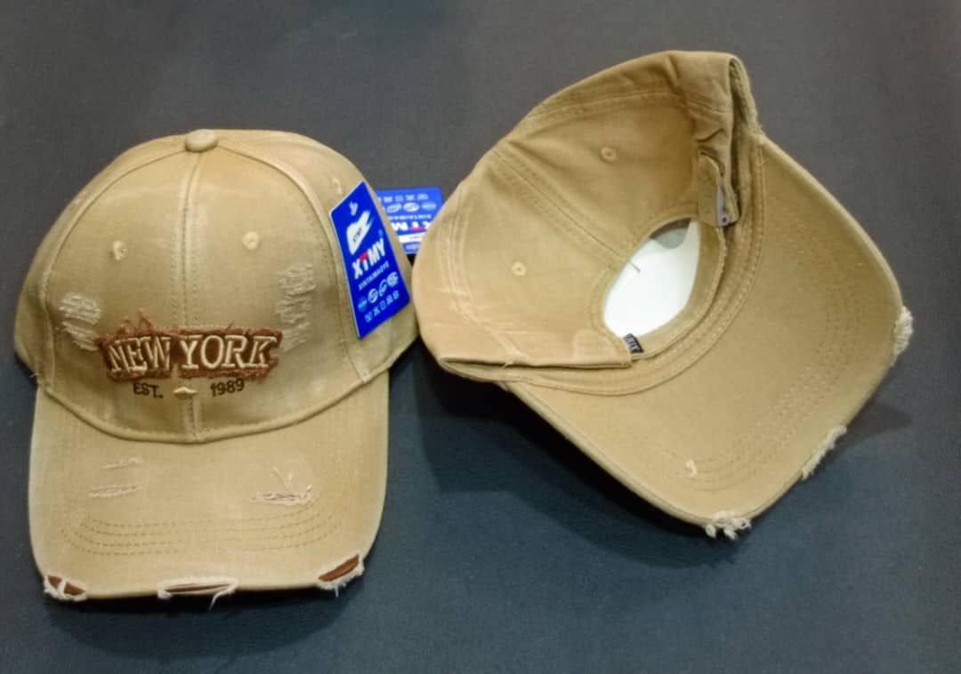 New York Distressed Tan Cap