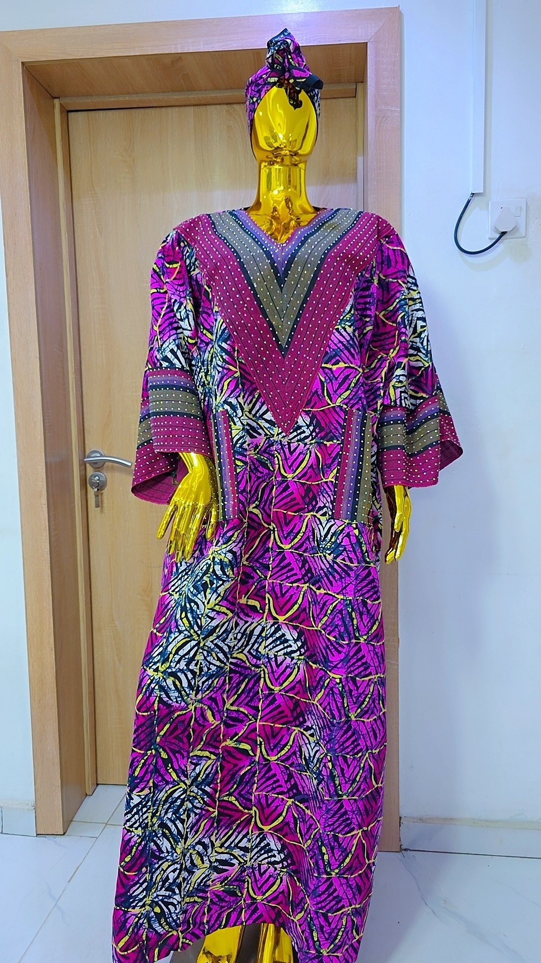 Women’s Premium Magenta Patterned Kaftan