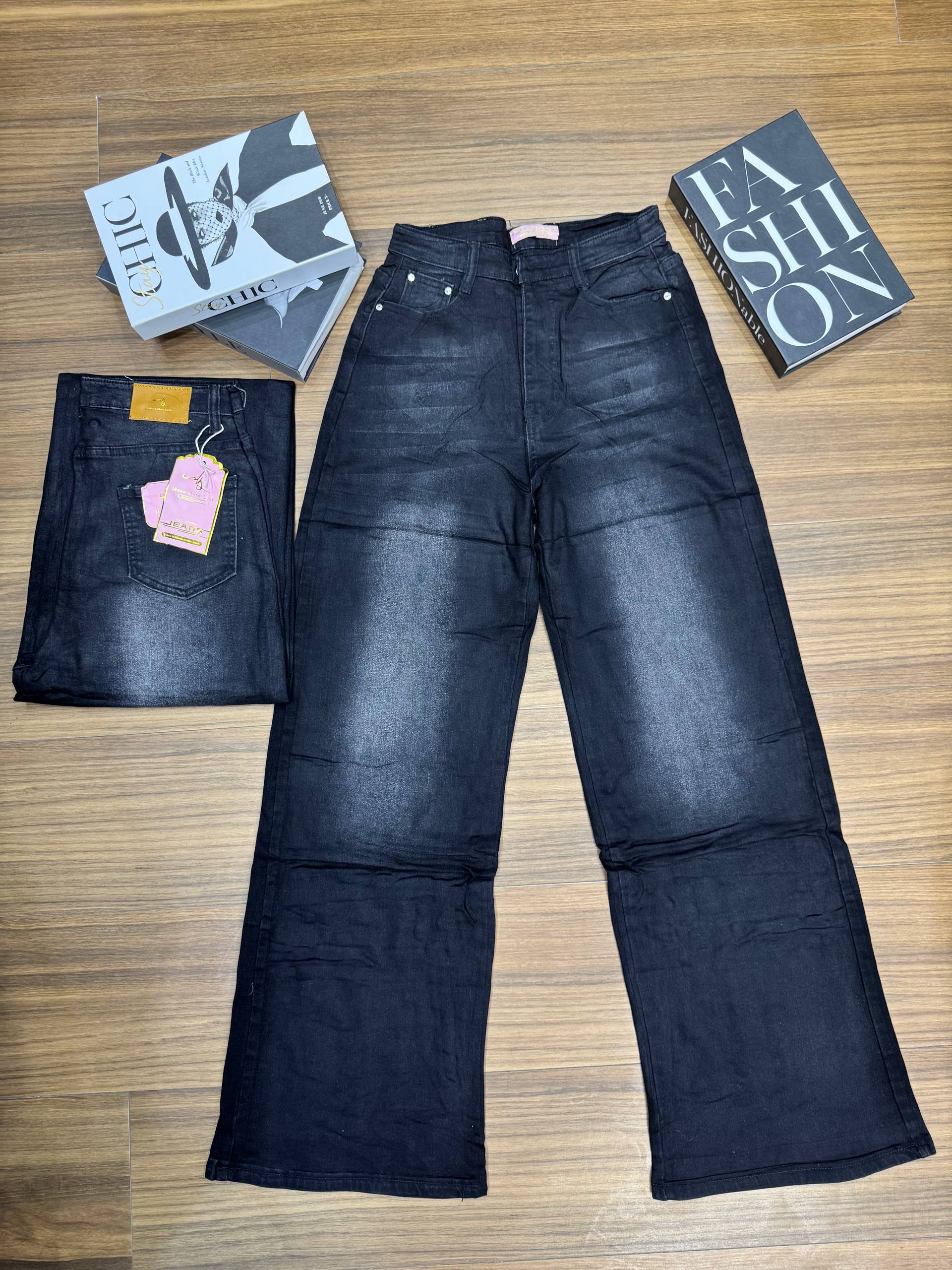 Women’s High-Waisted Cross-Wrap Distressed Cutout Jeans