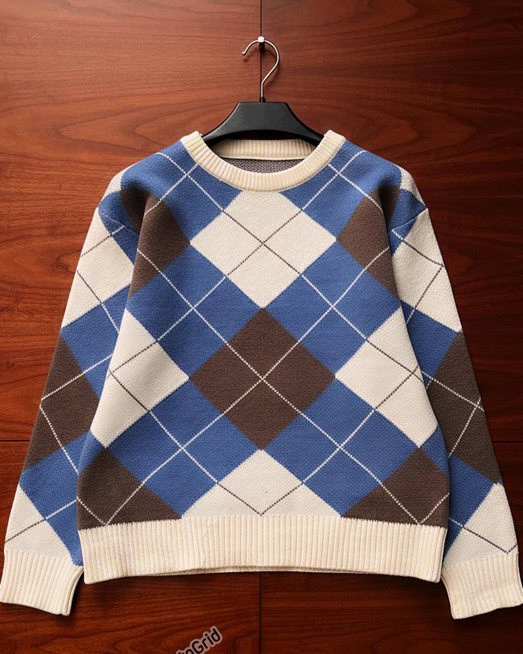 Men's High-Contrast Segmented Pattern Pullover - Dark Aesthetic Street Jumper
