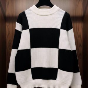 Men's High-Contrast Segmented Pattern Pullover - Dark Aesthetic Street Jumper