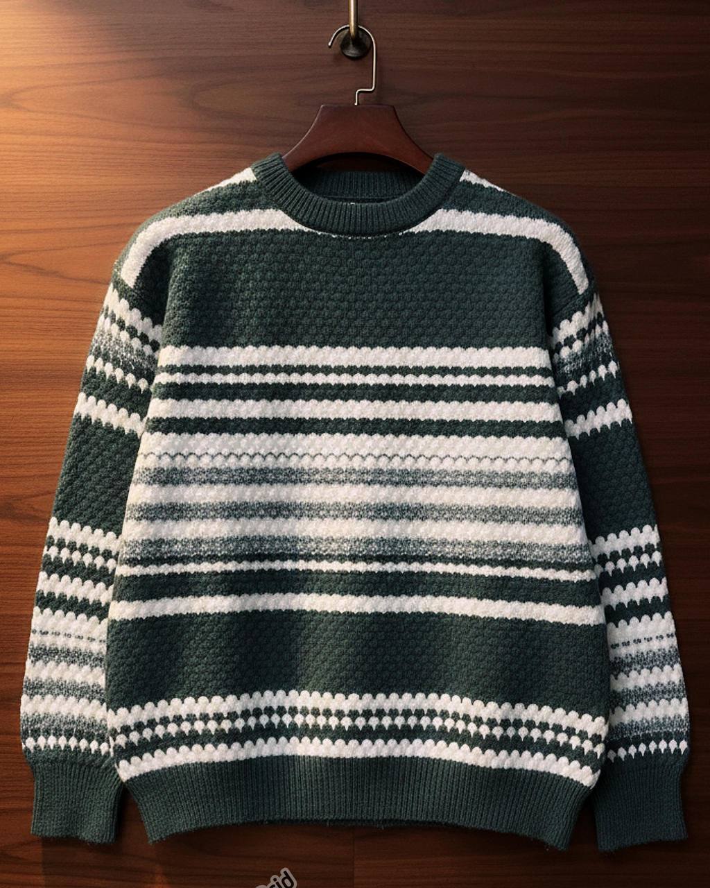 Men's Shape-Retaining Patterned Fleece Pullover - No-Sag Streetwear Essential - Image 2