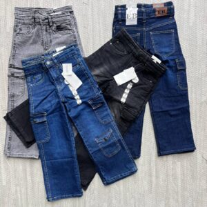Kids Premium Baggy Cargo Jeans – Classic Vintage Indigo (Ages 5-16)