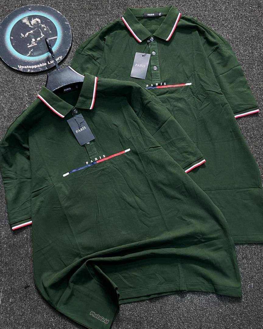 Men's Quiet Luxury Graphic Polo Collar Top – Minimalist - Image 5
